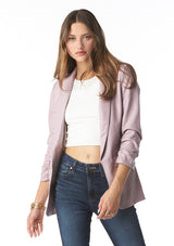 Kia Vegan Leather Solid Blazer