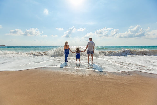 family on holiday at the beach