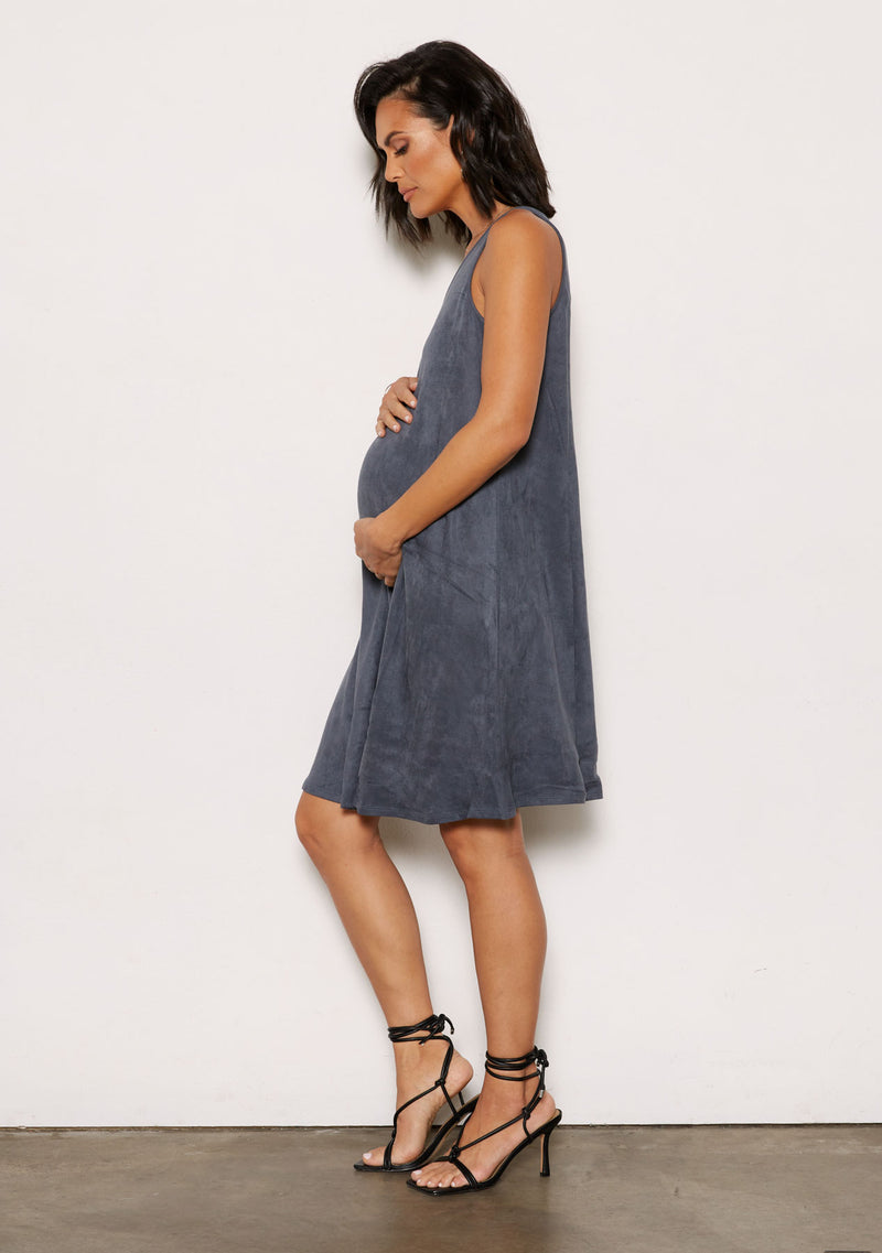 Steel blue hot sale maternity dress