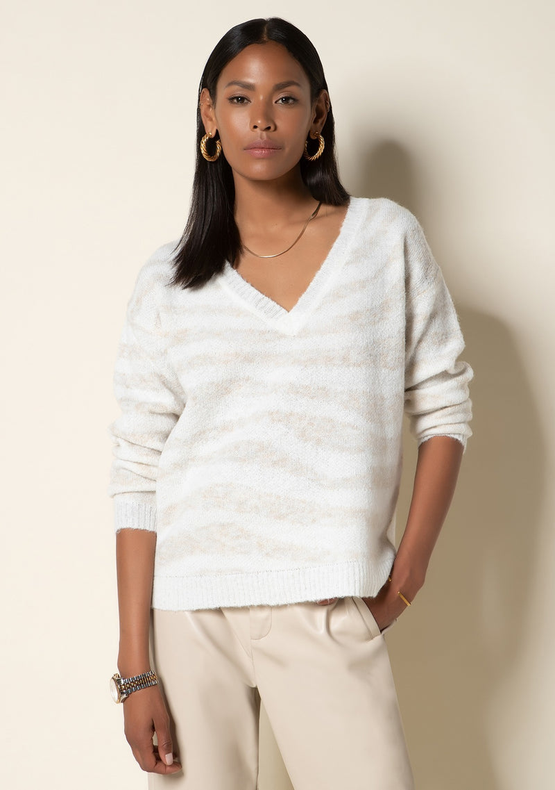 Keeley Winter White Zebra Sweater - FINAL SALE