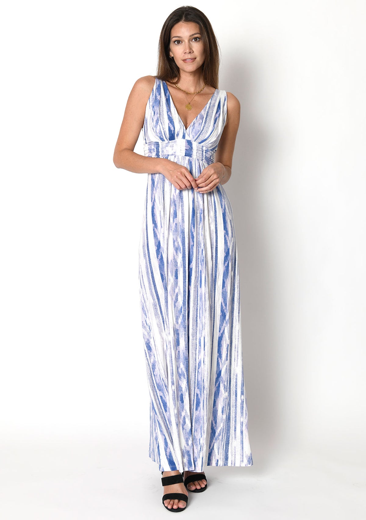 modal maxi dress Navy Ruched Bardot Long Sleeve Modal Maxi Dress