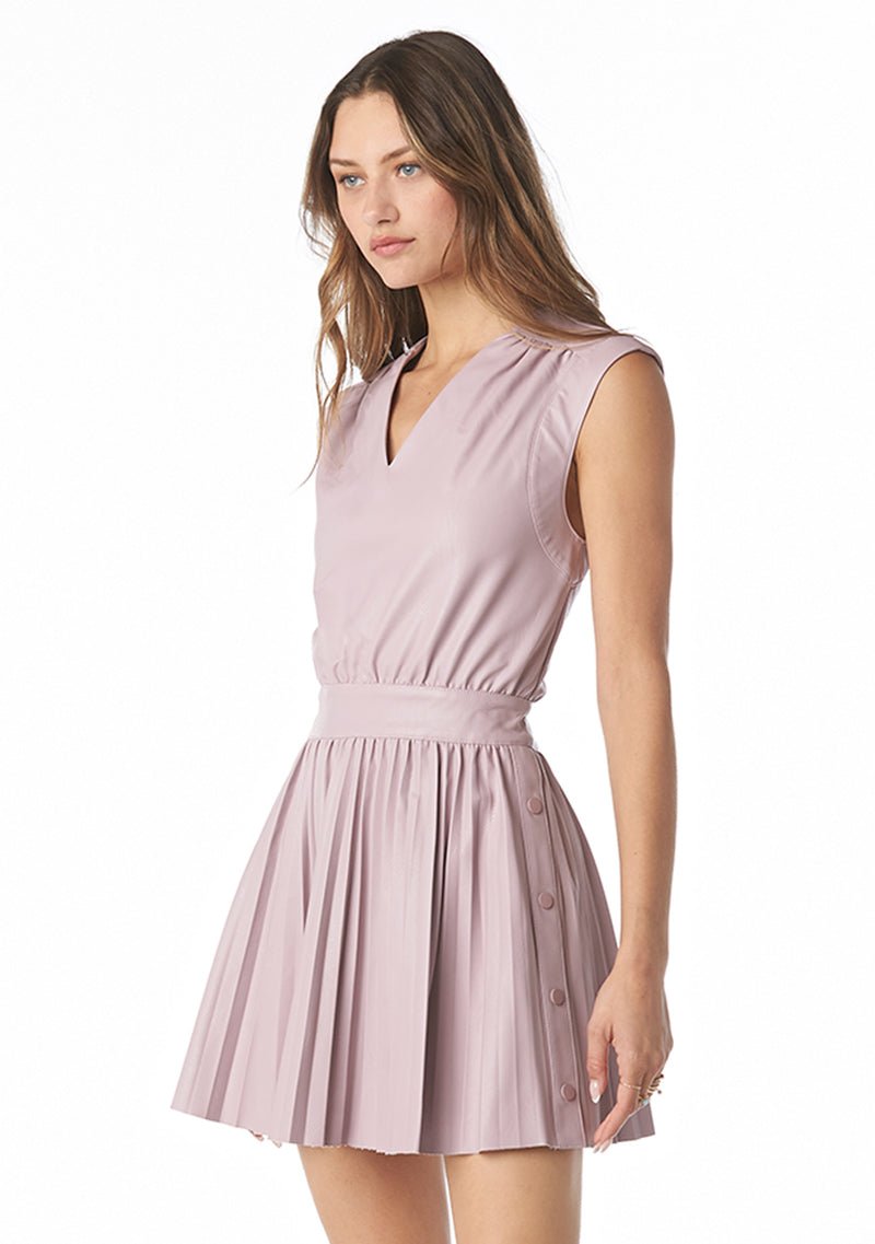 pink vegan leather dress Bardot Helena Faux Leather Dress in Hot Pink