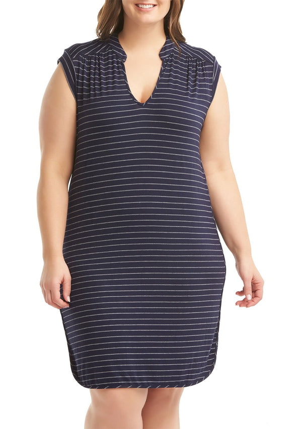 NAVY W/ WHITE STRIPES